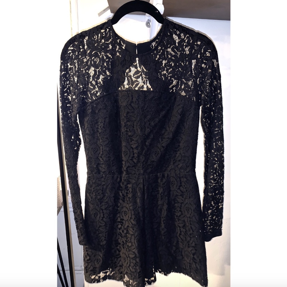 Black Lace Long Sleeve Romper